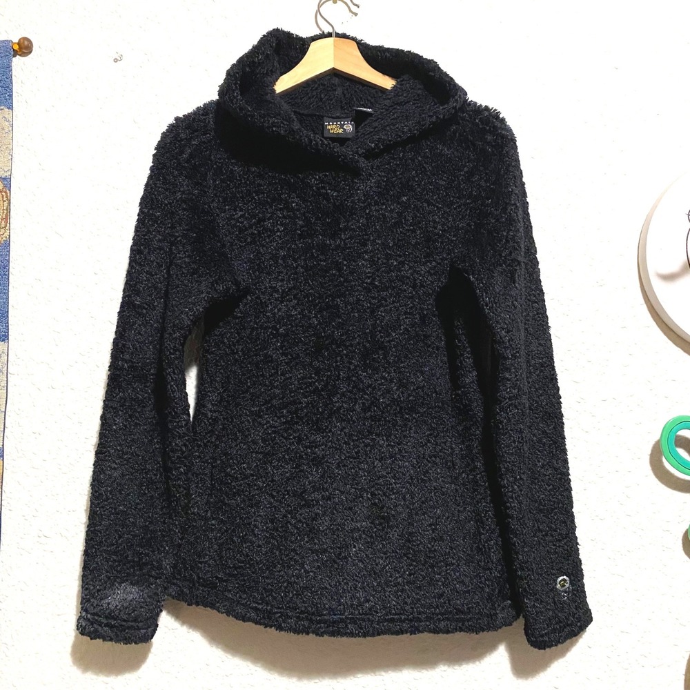 Mountain Hardwear Black Fuzzy‎ Fleece Hooded Pullover Women's M/M Made in USA